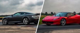 Pojedynek samochodow Aston Martin DB9 vs Ferrari 458 Italia